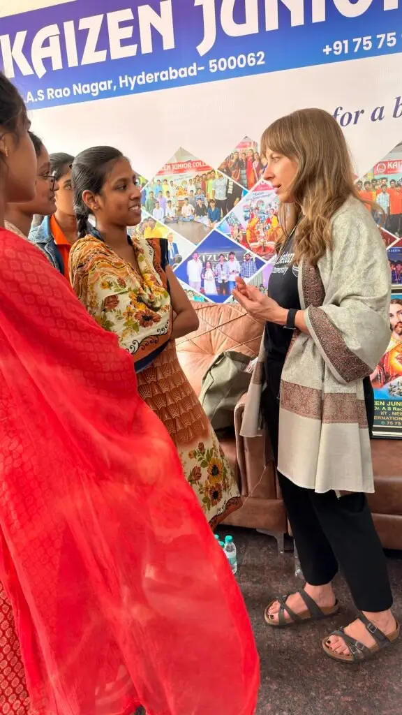 A student and parent being welcomed at a celebration